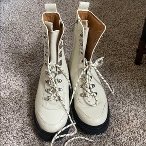 Via Spiga Cream Combat Boots